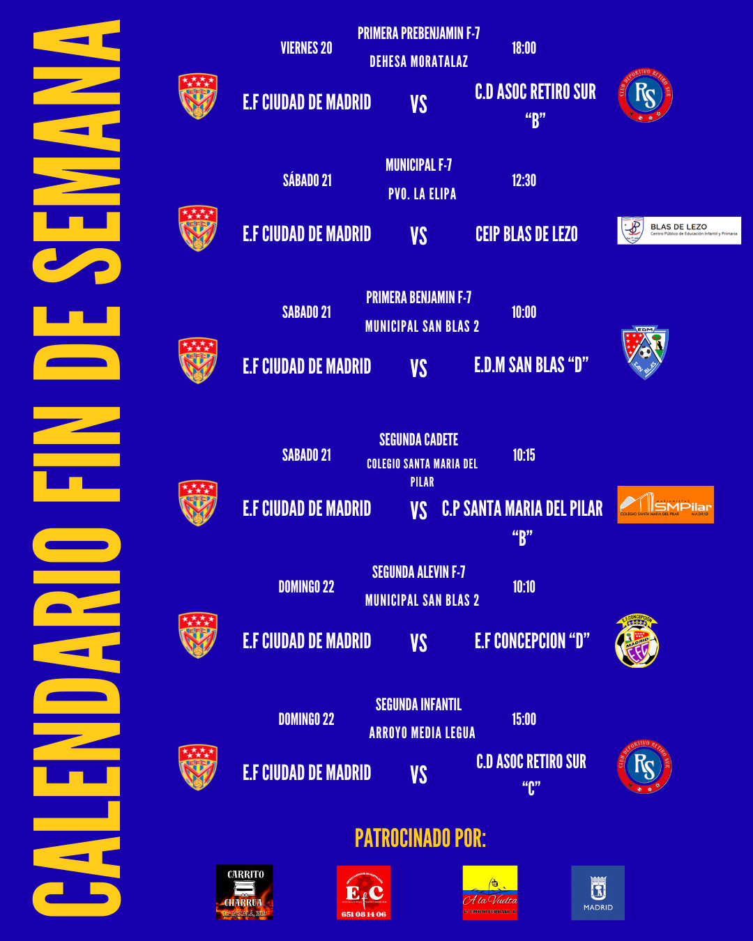 Calendario de partidos EFC Madrid 2018